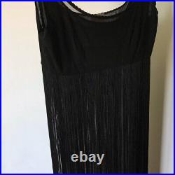 Vintage Moschino Cheap And Chic Fringe Layered Maxi Tank Dress Size IT 40 Black