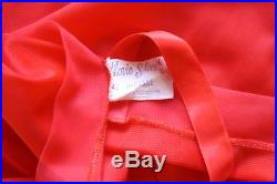 Vintage Movie Star Red Tricot Nylon Crystal Pleat Full Slip Lingerie Dress 42