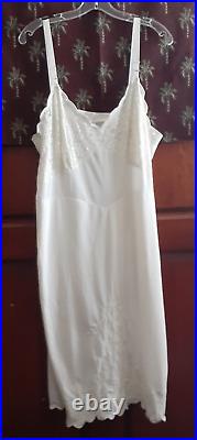 Vintage Movie Star Slip Dress 46 Bust Nylon Lace Cream Off White USA Made