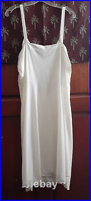 Vintage Movie Star Slip Dress 46 Bust Nylon Lace Cream Off White USA Made