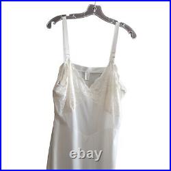 Vintage Movie Star Slip Dress 46 Bust Nylon Lace Cream Off White USA Made