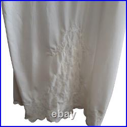 Vintage Movie Star Slip Dress 46 Bust Nylon Lace Cream Off White USA Made