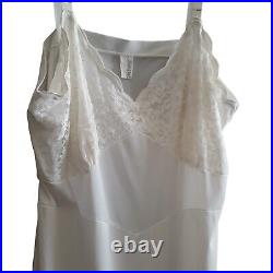 Vintage Movie Star Slip Dress 46 Bust Nylon Lace Cream Off White USA Made