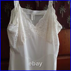 Vintage Movie Star Slip Dress 46 Bust Nylon Lace Cream Off White USA Made