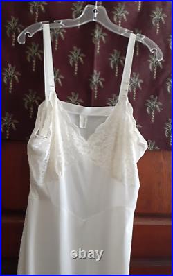 Vintage Movie Star Slip Dress 46 Bust Nylon Lace Cream Off White USA Made