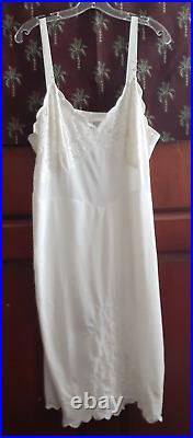 Vintage Movie Star Slip Dress 46 Bust Nylon Lace Cream Off White USA Made