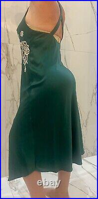 Vintage NATORI Worn Nightgown Slip Full Nylon Sz M Gown Sexy Lingerie Vtg Gown