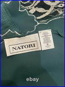 Vintage NATORI Worn Nightgown Slip Full Nylon Sz M Gown Sexy Lingerie Vtg Gown