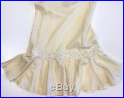 Vintage NOS I Magnin Bias Silk Negligee Slip Dress Lace Trimmed Flared Hem XS S