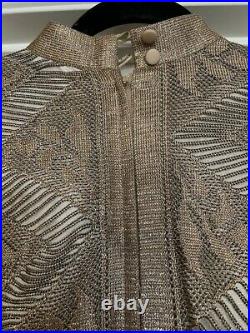 Vintage Neiman Marcus Gold Metallic Drop Waist Dress/built-in Slip Size S