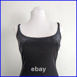 Vintage Niki Livas Maxi Dress 90s Y2K Velvet Slip Evening Gown Sheer Black 8