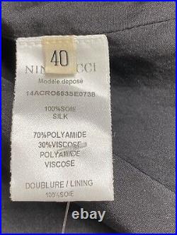 Vintage Nina Ricci Black Silk Column Bias Cut W Chantilly Gown Made France FR40