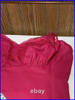 Vintage Nylon Full Slip Dress Floral Lace Vanity Fair 36 Rare Fuchsia