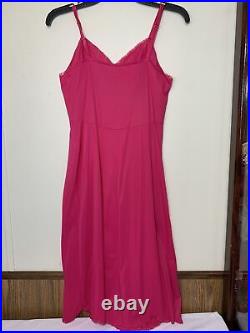 Vintage Nylon Full Slip Dress Floral Lace Vanity Fair 36 Rare Fuchsia