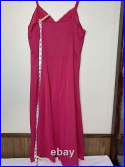 Vintage Nylon Full Slip Dress Floral Lace Vanity Fair 36 Rare Fuchsia