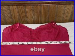 Vintage Nylon Full Slip Dress Floral Lace Vanity Fair 36 Rare Fuchsia