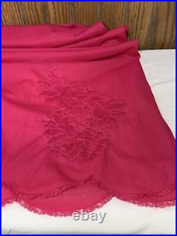 Vintage Nylon Full Slip Dress Floral Lace Vanity Fair 36 Rare Fuchsia