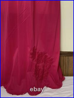 Vintage Nylon Full Slip Dress Floral Lace Vanity Fair 36 Rare Fuchsia