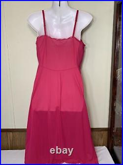 Vintage Nylon Full Slip Dress Floral Lace Vanity Fair 36 Rare Fuchsia