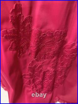 Vintage Nylon Full Slip Dress Floral Lace Vanity Fair 36 Rare Fuchsia