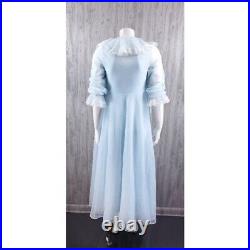 Vintage Old Hollywood Blue Peignoir Set Robe Nightgown Slip Dress Bridal 50s 60s