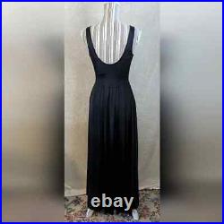 Vintage Olga Black Prairiecore Sexy Maxi Slip Dress size M Women's