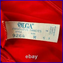 Vintage Olga Frivolous Fancies Plunge Nylon Slip Dress Hollywood Glam Sz M #9264