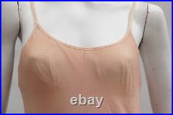 Vintage Olga Knit Nude Peach See Through Slip Dress Lingerie Shelf Bra Slip