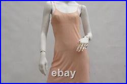 Vintage Olga Knit Nude Peach See Through Slip Dress Lingerie Shelf Bra Slip