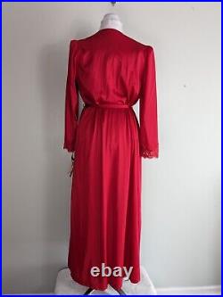Vintage Olga Nightgown Slip Dress Robe Set Satin Lace Nylon Silky Red USA M