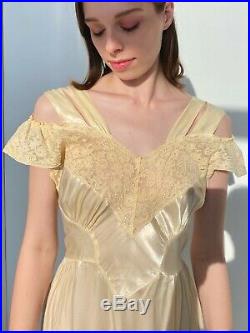 Vintage Original 1930s Cream Silk Satin Slip Dress, Rare Vintage, Size XS/S