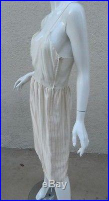 Vintage Oscar De La Renta Dress Slip Dress White Cream & Blue Pinstripes Rare