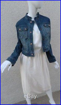 Vintage Oscar De La Renta Dress Slip Dress White and Blue Pin Stripped Sz M