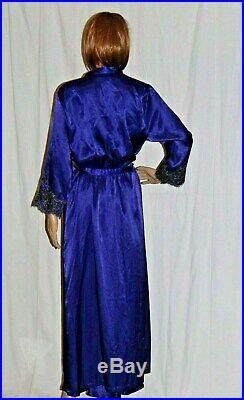 Vintage Oscar de la Renta Dress Slip Robe Purple Peignoir 1990s Lace Cut Work M