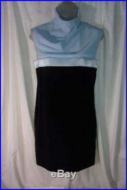 Vintage Paco Rabanne Pale Blue & Black Slip Dress 36 Beautiful