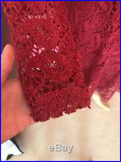 Vintage Pat Sandler 1960s Crochet Deep Red Dress With Built-in Slip