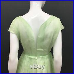 Vintage Petticoat Slip Dress Green Sheer Short Sleeve Small / Medium