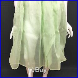 Vintage Petticoat Slip Dress Green Sheer Short Sleeve Small / Medium Halloween