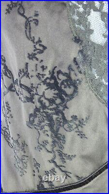 Vintage Philosophy Alberta Ferretti Black Silk Lace Trim Elegant Slip Dress 14