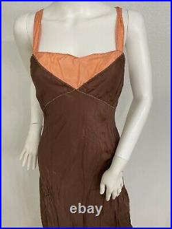 Vintage Philosophy Alberta Ferretti Maxi Silk Slip Dress W Trim Size 8