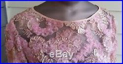 Vintage Pink and Silver Gown Sheer Overlay Needs Under Dress or Slip Size 12