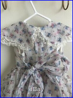 Vintage Plisse Sheer Baby Toddler Dress Floral Buggies Bloomers Slip 3 Piece Set