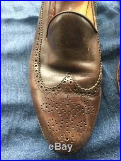 Vintage Polo Ralph Lauren Men's Brown Leather Wing Tip Slip On Shoes 8 1/2 D