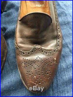 Vintage Polo Ralph Lauren Men's Brown Leather Wing Tip Slip On Shoes 8 1/2 D