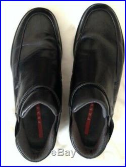 Vintage Prada Men's Slip on Black Leather Loafers size 10Men's Genuine Red Label