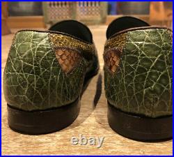 Vintage Prada Shoes Crocodile Alligator Snakeskin Men Uk 8 9 Oxford Slip On