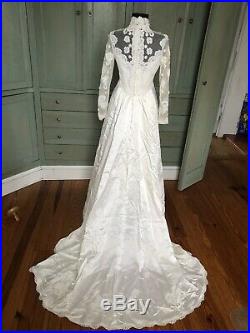 Vintage Priscilla of Boston Wedding Dress Lace + Sydney Bush Petticoat Slip XS