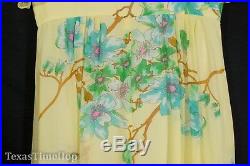 Vintage Pure Silk Chiffon Gown Dress 1960's Kawamura Slip Lining Maxi Empire XS