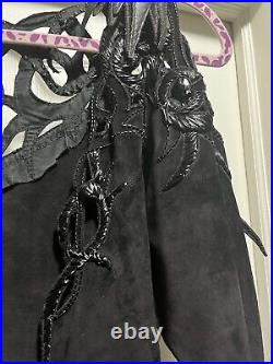 Vintage RARE Claude Montana Black Suede & Leather Dress Size 38. (READ)
