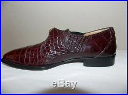 Vintage RARE, David Eden Monk Strap Slip-On Crocodile Skin Shoes Cognac, Men 9M